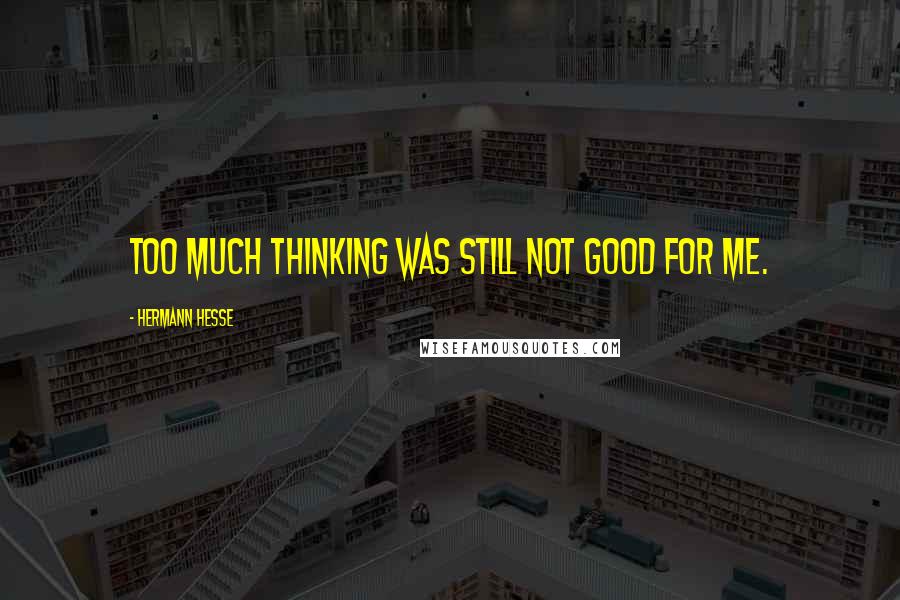 Hermann Hesse Quotes: Too much thinking was still not good for me.