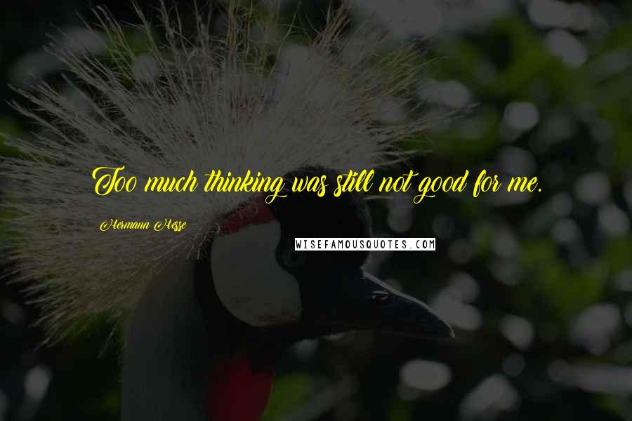 Hermann Hesse Quotes: Too much thinking was still not good for me.