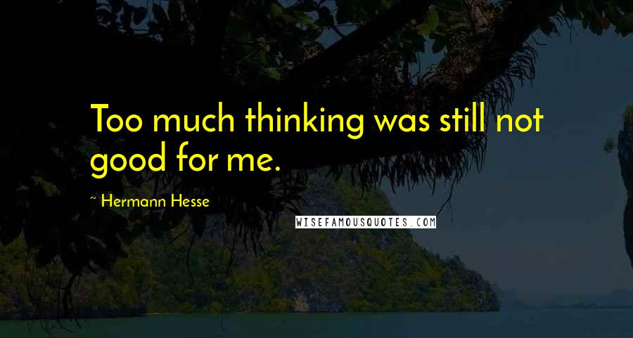 Hermann Hesse Quotes: Too much thinking was still not good for me.