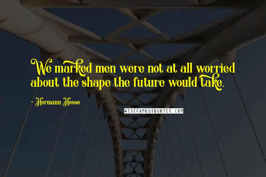 Hermann Hesse Quotes: We marked men were not at all worried about the shape the future would take.