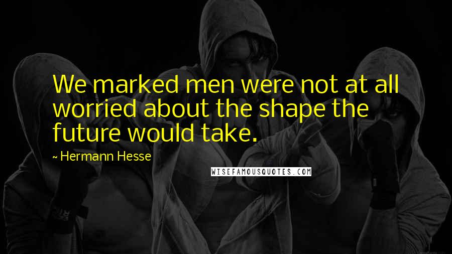 Hermann Hesse Quotes: We marked men were not at all worried about the shape the future would take.