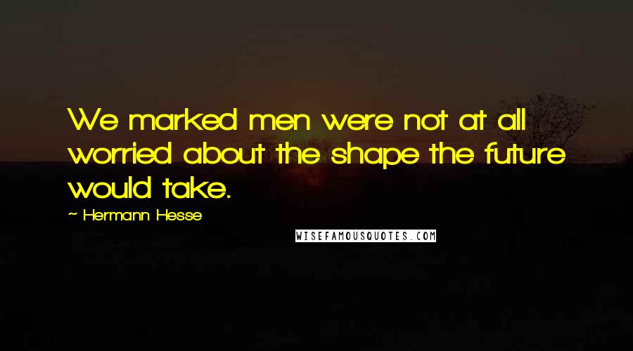 Hermann Hesse Quotes: We marked men were not at all worried about the shape the future would take.
