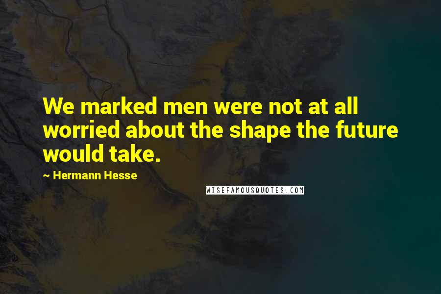 Hermann Hesse Quotes: We marked men were not at all worried about the shape the future would take.