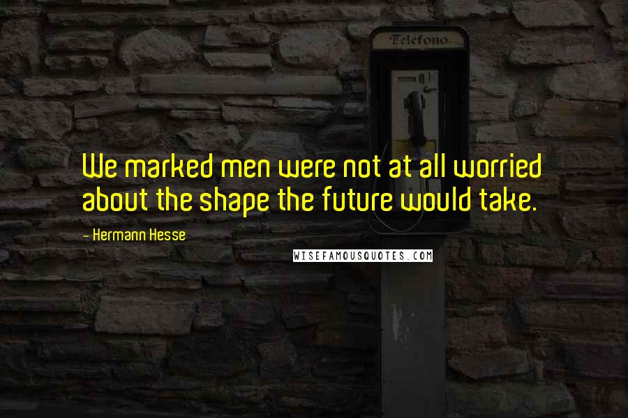 Hermann Hesse Quotes: We marked men were not at all worried about the shape the future would take.