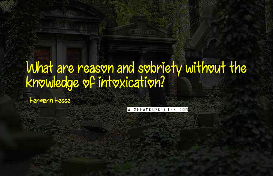 Hermann Hesse Quotes: What are reason and sobriety without the knowledge of intoxication?