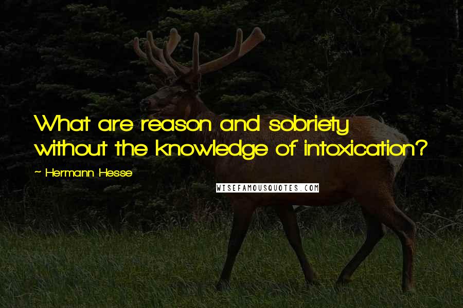 Hermann Hesse Quotes: What are reason and sobriety without the knowledge of intoxication?