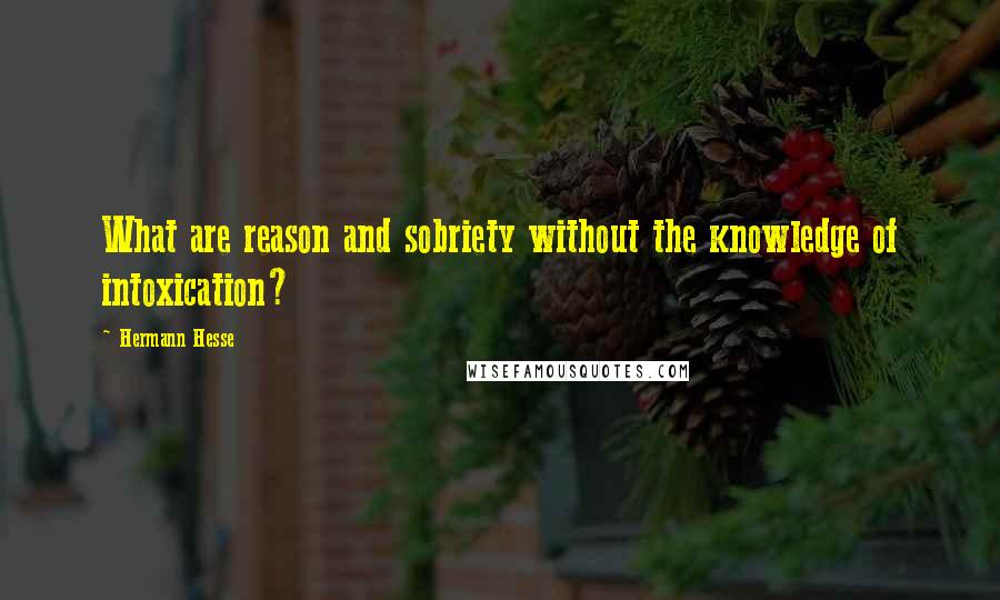 Hermann Hesse Quotes: What are reason and sobriety without the knowledge of intoxication?