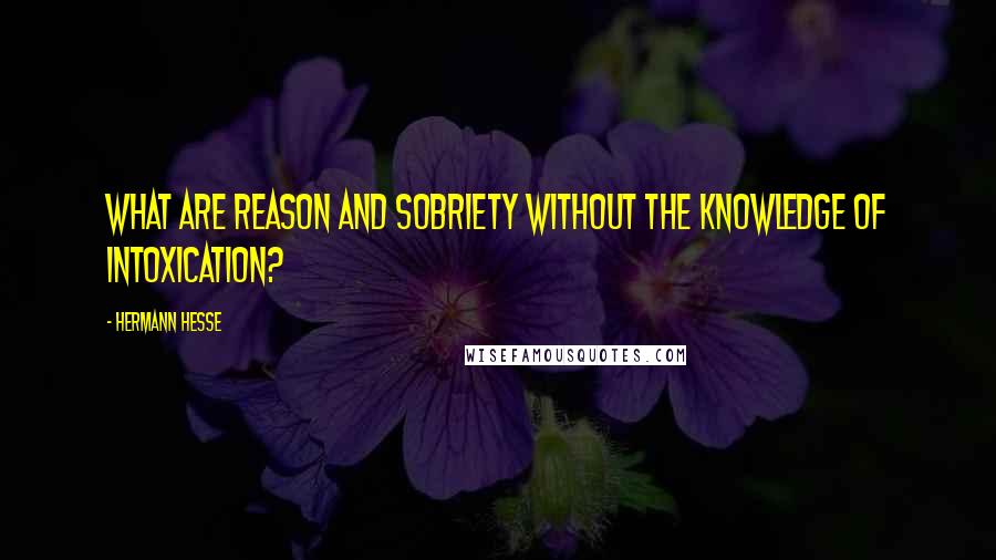 Hermann Hesse Quotes: What are reason and sobriety without the knowledge of intoxication?