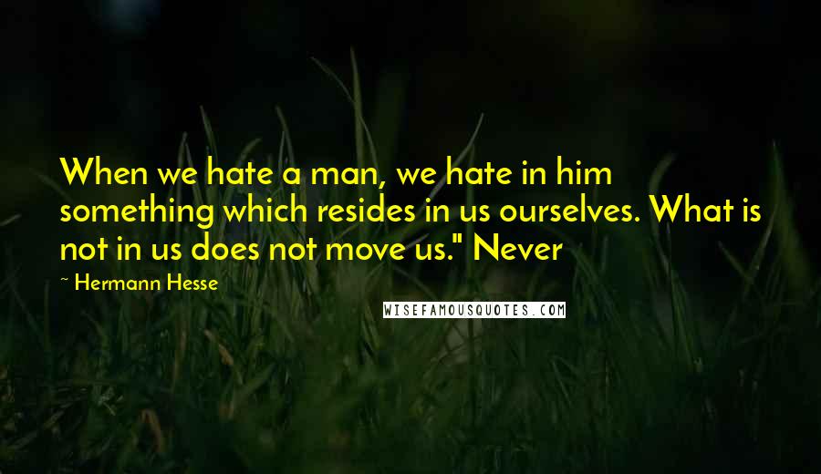 Hermann Hesse Quotes: When we hate a man, we hate in him something which resides in us ourselves. What is not in us does not move us." Never