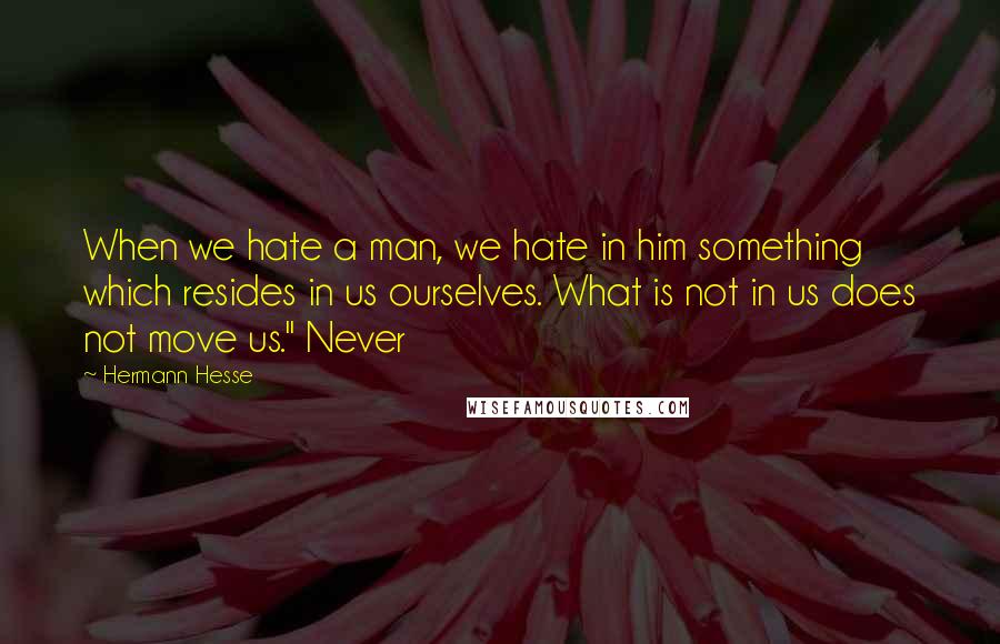 Hermann Hesse Quotes: When we hate a man, we hate in him something which resides in us ourselves. What is not in us does not move us." Never