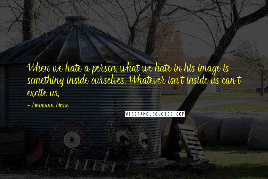 Hermann Hesse Quotes: When we hate a person, what we hate in his image is something inside ourselves. Whatever isn't inside us can't excite us.