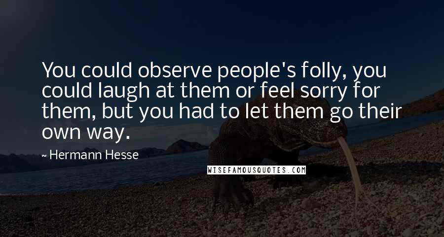 Hermann Hesse Quotes: You could observe people's folly, you could laugh at them or feel sorry for them, but you had to let them go their own way.