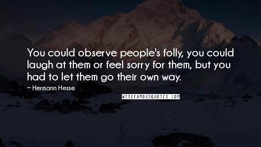 Hermann Hesse Quotes: You could observe people's folly, you could laugh at them or feel sorry for them, but you had to let them go their own way.