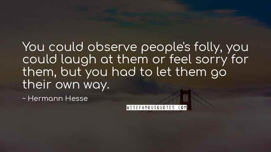 Hermann Hesse Quotes: You could observe people's folly, you could laugh at them or feel sorry for them, but you had to let them go their own way.