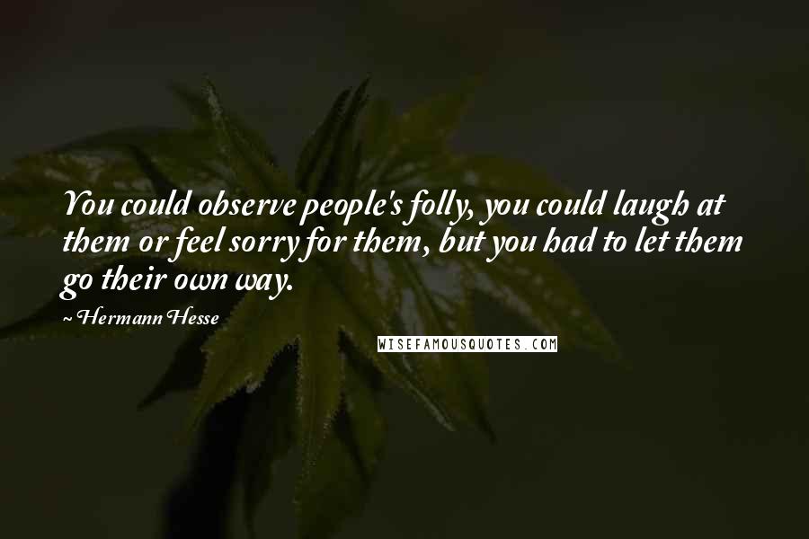 Hermann Hesse Quotes: You could observe people's folly, you could laugh at them or feel sorry for them, but you had to let them go their own way.