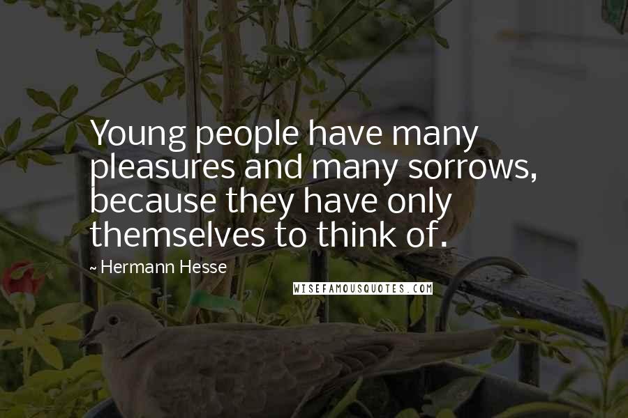 Hermann Hesse Quotes: Young people have many pleasures and many sorrows, because they have only themselves to think of.