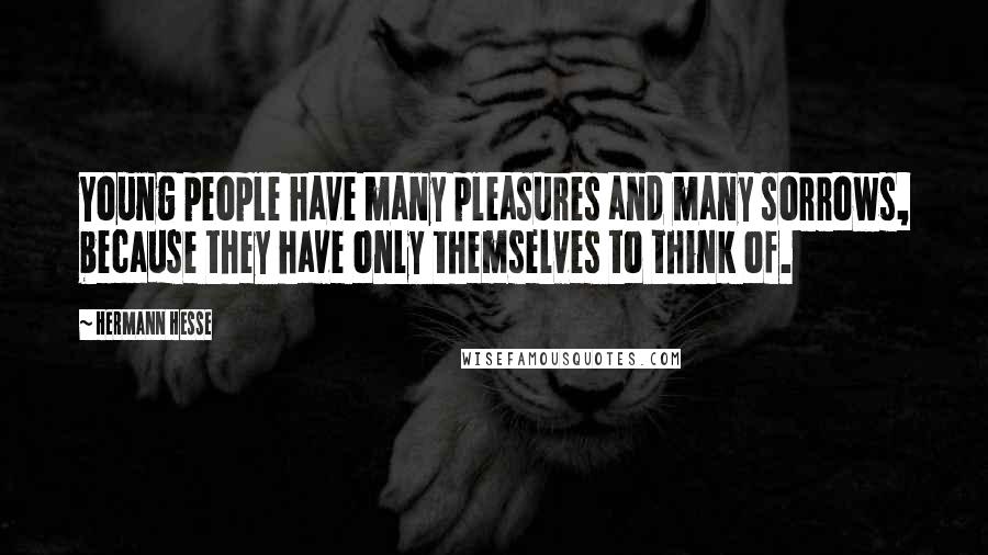 Hermann Hesse Quotes: Young people have many pleasures and many sorrows, because they have only themselves to think of.