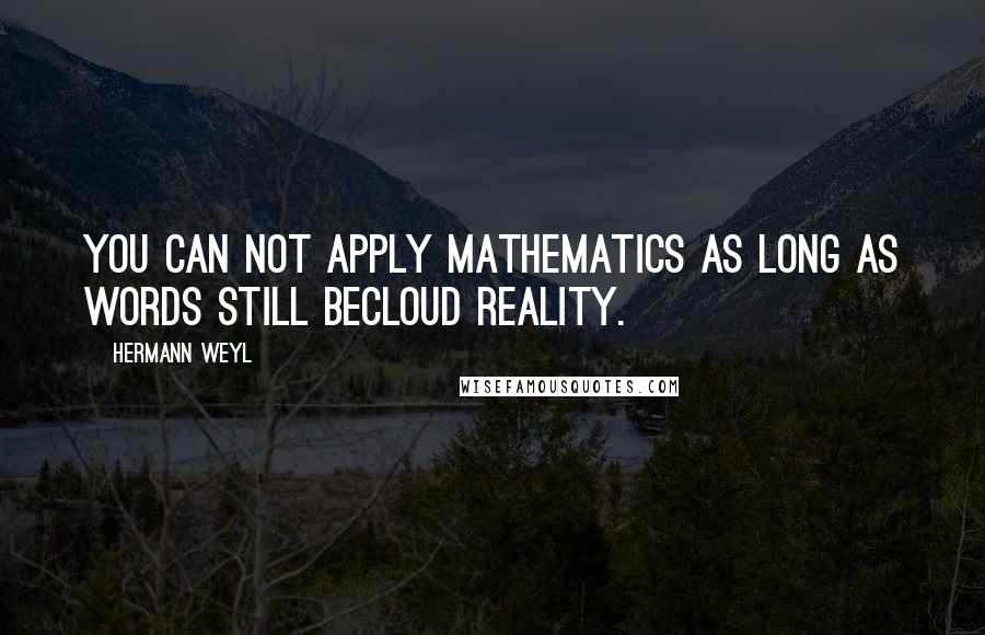 Hermann Weyl Quotes: You can not apply mathematics as long as words still becloud reality.