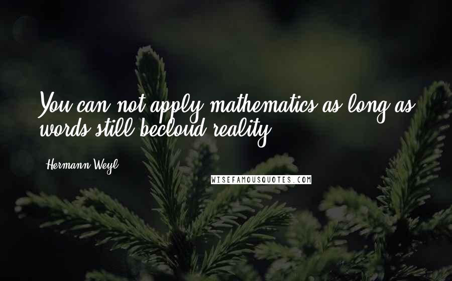 Hermann Weyl Quotes: You can not apply mathematics as long as words still becloud reality.
