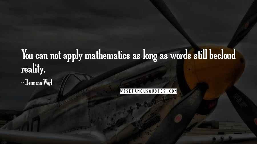 Hermann Weyl Quotes: You can not apply mathematics as long as words still becloud reality.