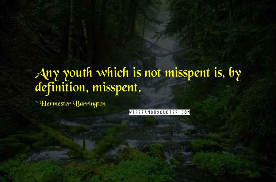 Hermester Barrington Quotes: Any youth which is not misspent is, by definition, misspent.