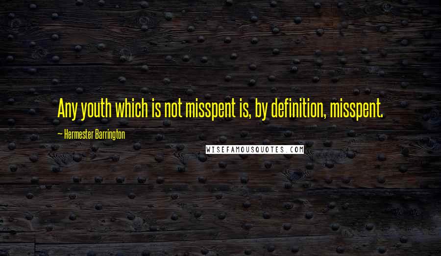 Hermester Barrington Quotes: Any youth which is not misspent is, by definition, misspent.