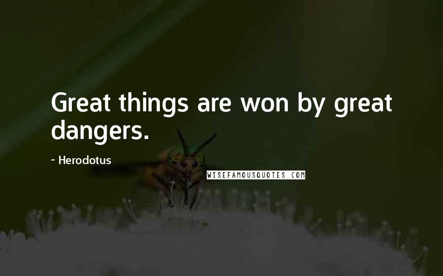 Herodotus Quotes: Great things are won by great dangers.