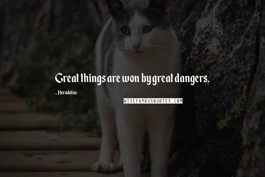 Herodotus Quotes: Great things are won by great dangers.