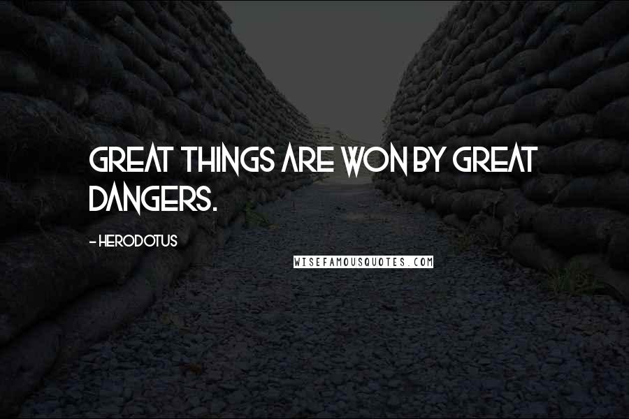 Herodotus Quotes: Great things are won by great dangers.