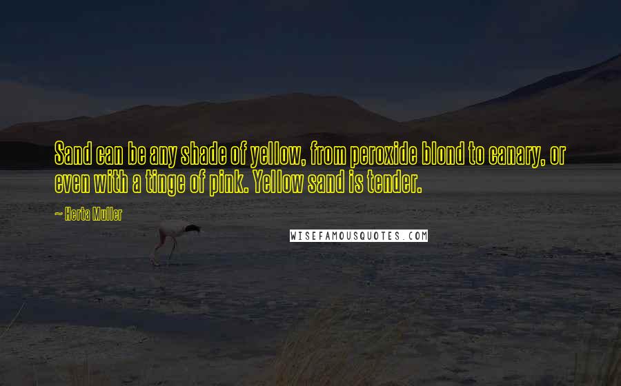 Herta Muller Quotes: Sand can be any shade of yellow, from peroxide blond to canary, or even with a tinge of pink. Yellow sand is tender.