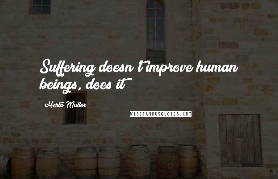 Herta Muller Quotes: Suffering doesn't improve human beings, does it?