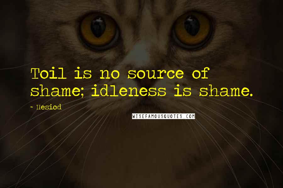 Hesiod Quotes: Toil is no source of shame; idleness is shame.