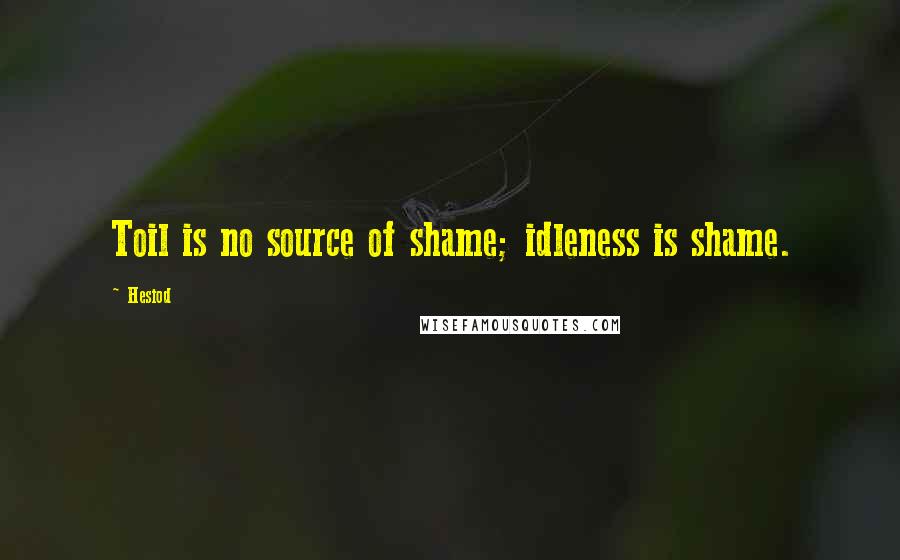 Hesiod Quotes: Toil is no source of shame; idleness is shame.