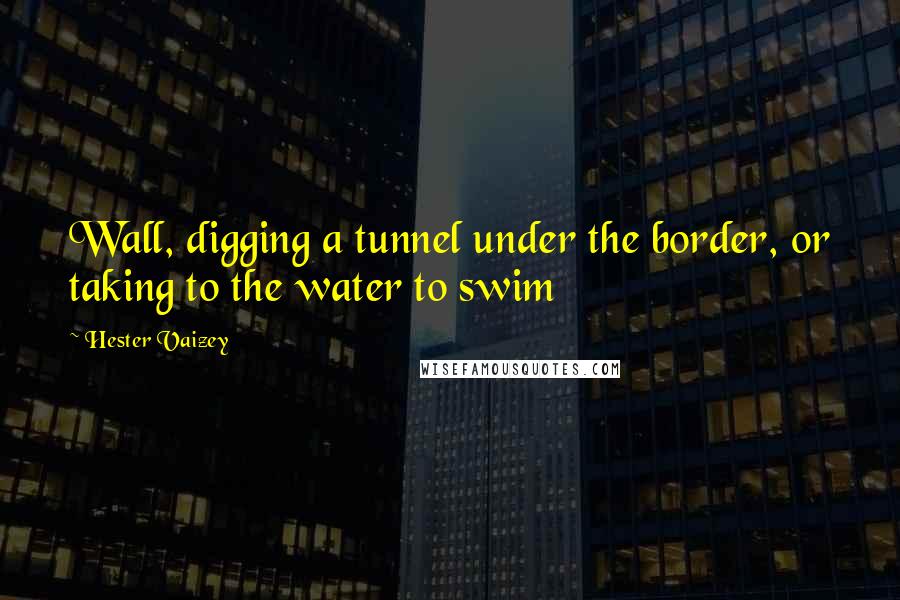 Hester Vaizey Quotes: Wall, digging a tunnel under the border, or taking to the water to swim