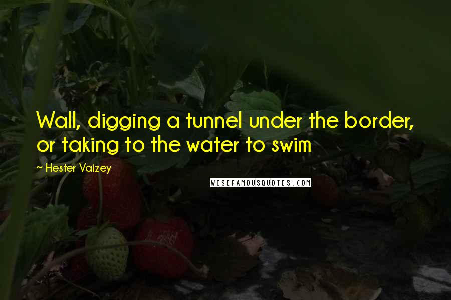 Hester Vaizey Quotes: Wall, digging a tunnel under the border, or taking to the water to swim