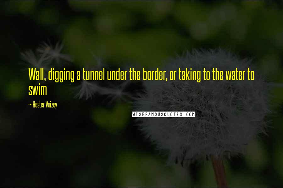 Hester Vaizey Quotes: Wall, digging a tunnel under the border, or taking to the water to swim