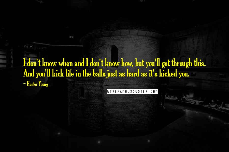 Hester Young Quotes: I don't know when and I don't know how, but you'll get through this. And you'll kick life in the balls just as hard as it's kicked you.