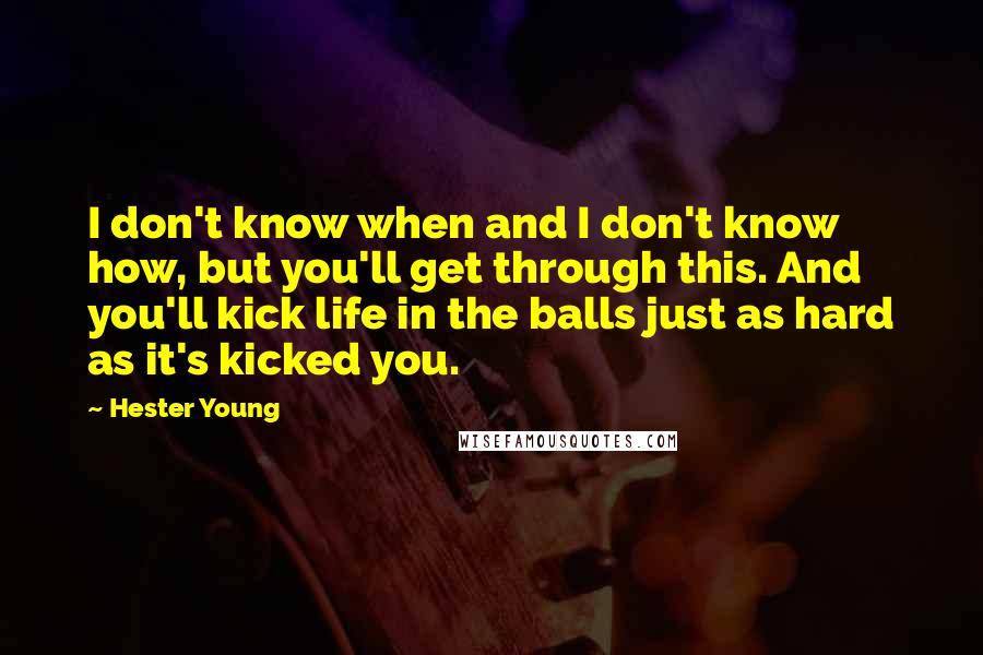 Hester Young Quotes: I don't know when and I don't know how, but you'll get through this. And you'll kick life in the balls just as hard as it's kicked you.