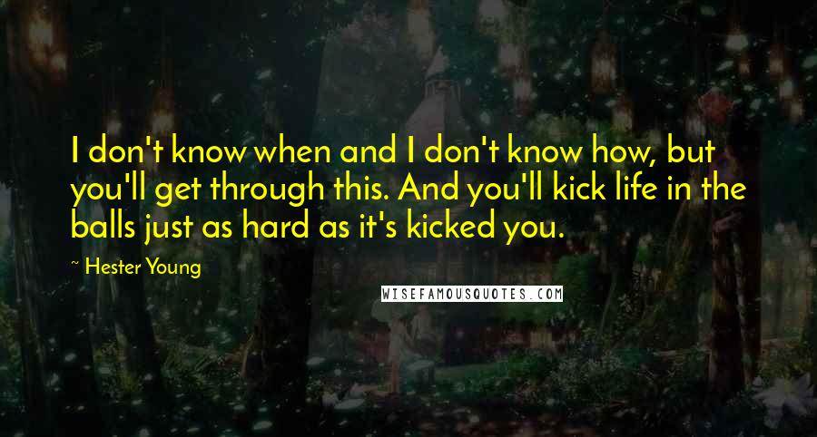 Hester Young Quotes: I don't know when and I don't know how, but you'll get through this. And you'll kick life in the balls just as hard as it's kicked you.