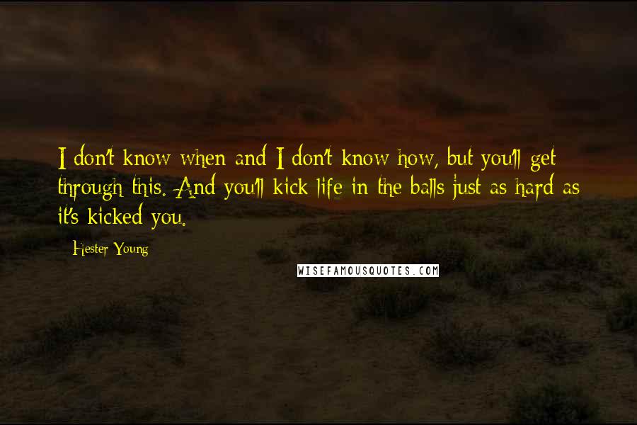 Hester Young Quotes: I don't know when and I don't know how, but you'll get through this. And you'll kick life in the balls just as hard as it's kicked you.