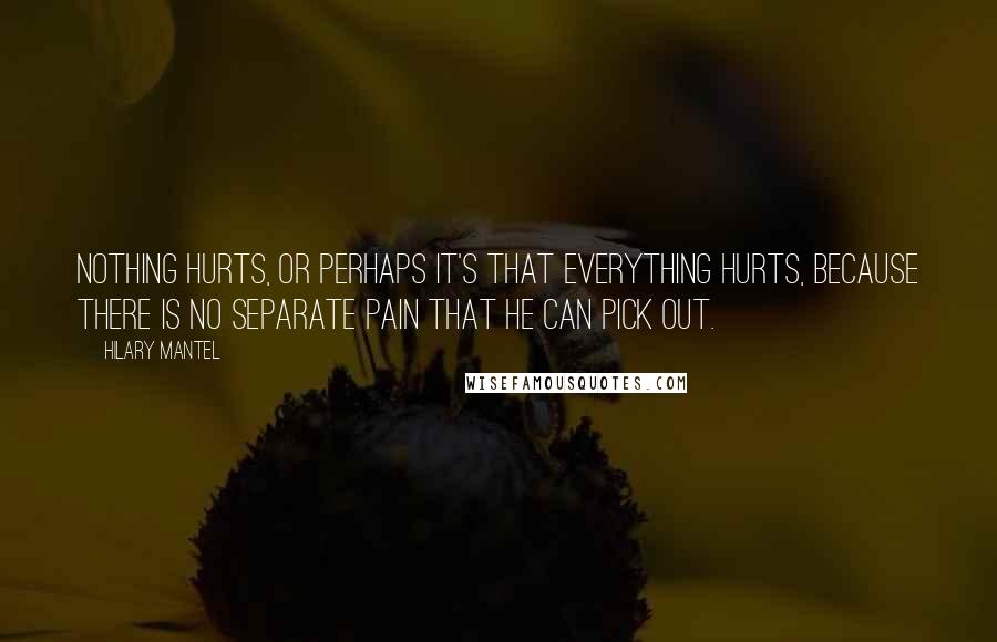 Hilary Mantel Quotes: Nothing hurts, or perhaps it's that everything hurts, because there is no separate pain that he can pick out.