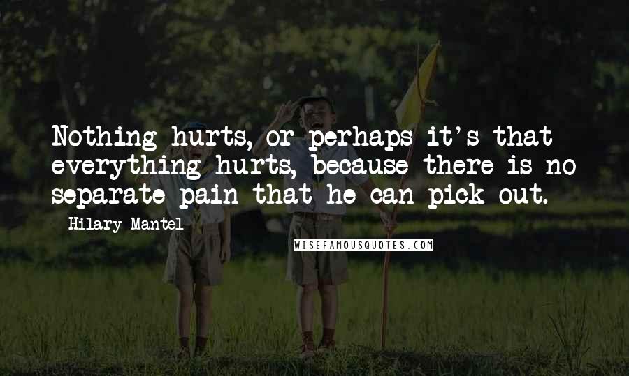 Hilary Mantel Quotes: Nothing hurts, or perhaps it's that everything hurts, because there is no separate pain that he can pick out.