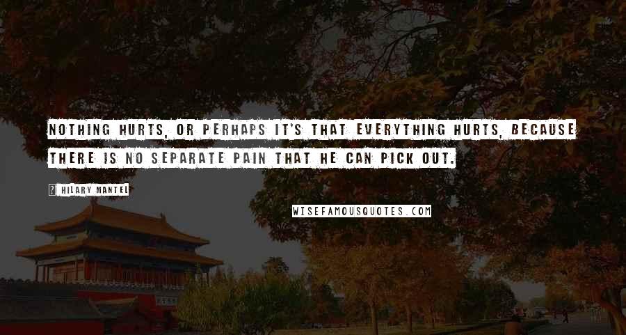 Hilary Mantel Quotes: Nothing hurts, or perhaps it's that everything hurts, because there is no separate pain that he can pick out.