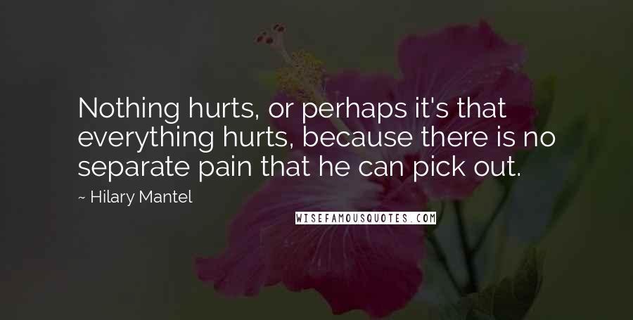 Hilary Mantel Quotes: Nothing hurts, or perhaps it's that everything hurts, because there is no separate pain that he can pick out.