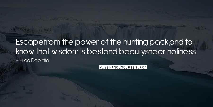 Hilda Doolittle Quotes: Escapefrom the power of the hunting pack,and to know that wisdom is bestand beautysheer holiness.