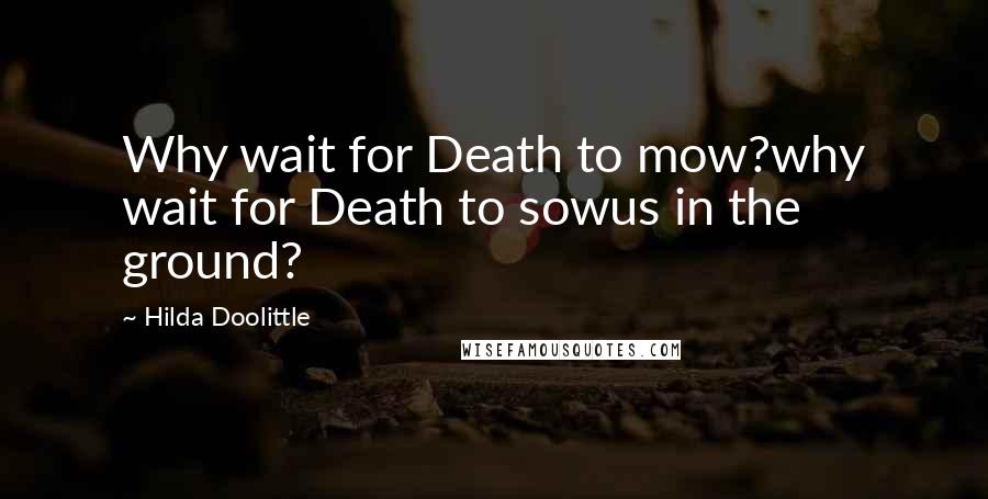 Hilda Doolittle Quotes: Why wait for Death to mow?why wait for Death to sowus in the ground?