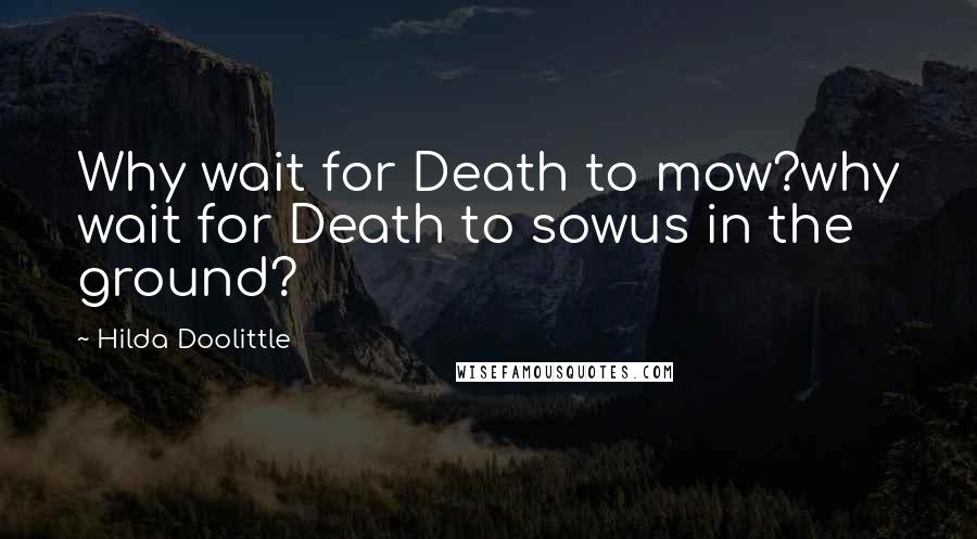 Hilda Doolittle Quotes: Why wait for Death to mow?why wait for Death to sowus in the ground?