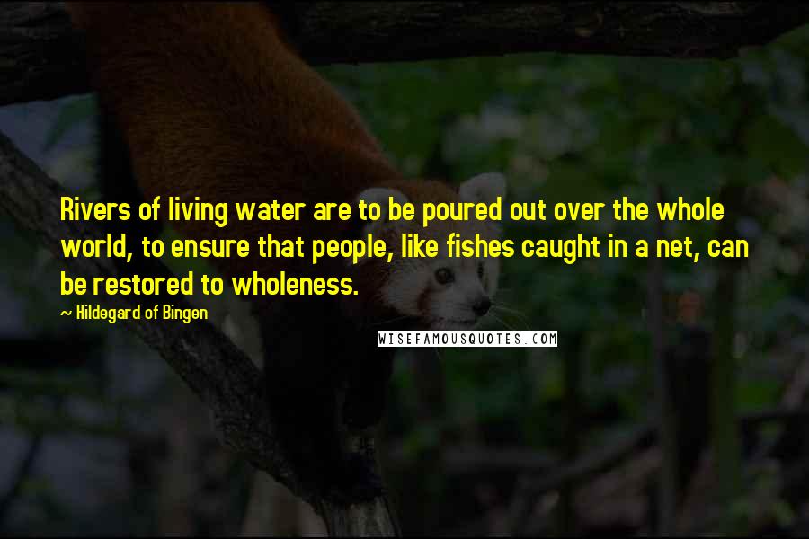 Hildegard Of Bingen Quotes: Rivers of living water are to be poured out over the whole world, to ensure that people, like fishes caught in a net, can be restored to wholeness.