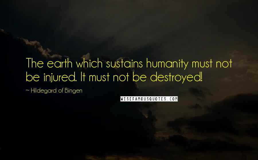 Hildegard Of Bingen Quotes: The earth which sustains humanity must not be injured. It must not be destroyed!