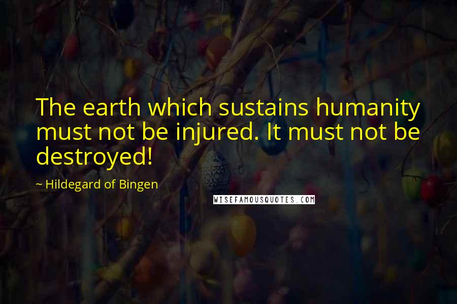 Hildegard Of Bingen Quotes: The earth which sustains humanity must not be injured. It must not be destroyed!